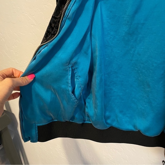 Opening Ceremony Silk Aqua Crushed Velvet Reversible Bomber Jacket Size XS - Picture 12 of 12